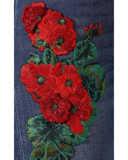 Dolce & Gabbana Blue Embroidery Skinny-fit Jeans