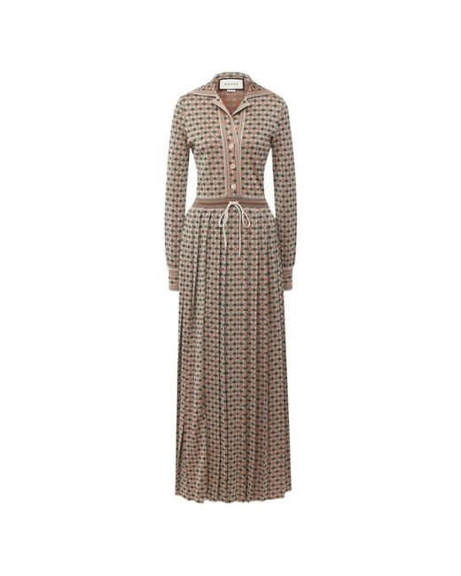 Gucci Natural Long Square G Lamé Dress