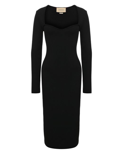 Gucci Stretch Viscose Bodycon Dress in Black | Lyst