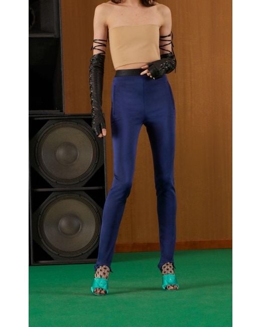 Gucci Logo Waistband Stirrup Leggings In Blue