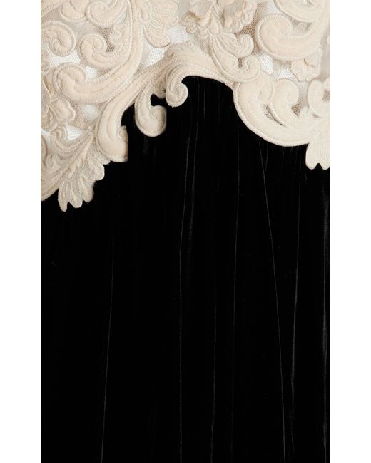 Zimmermann Black Sensory Lace And Velvet Gown