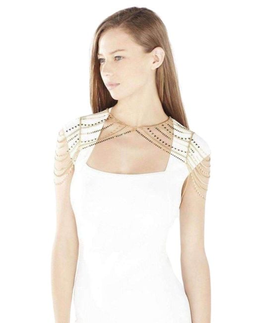 BCBGMAXAZRIA Metallic Novelty Gold Chain Shoulder Piece
