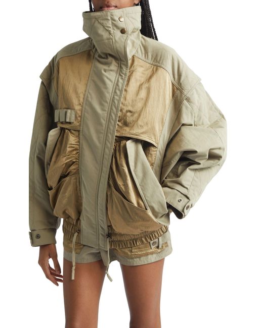Balmain Green Twill Utility Bomber Jacket