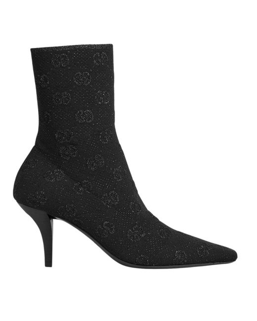 Gucci Black GG Knit Ankle Boots