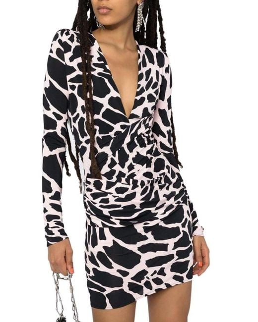 Alexandre Vauthier Black Giraffe Print Mini Dress