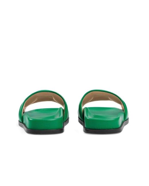 Gucci Gg Matelassé Slide Sandal In Green