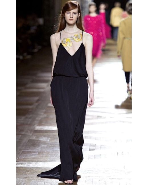 Dries Van Noten Black Embellished Backless Maxi Dress