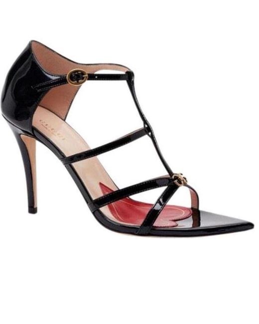 Gucci Black Jerry Patent Leather Cage Sandals