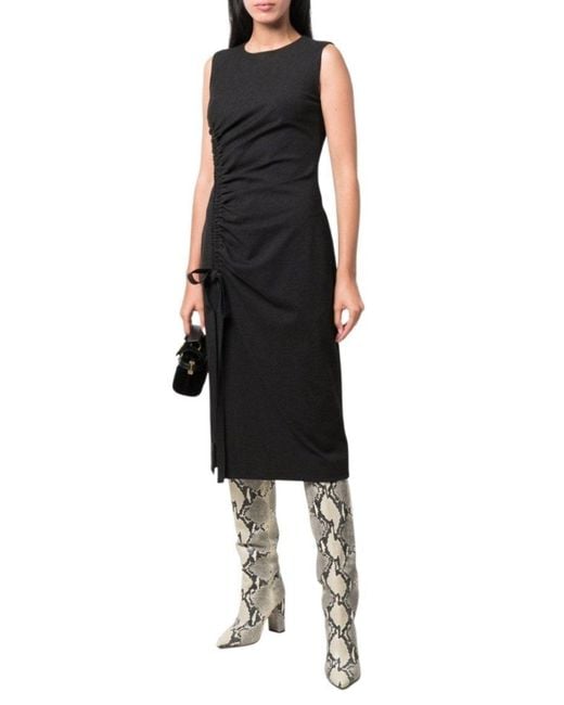 Oscar de la Renta Black Gathered-detail Shift Dress