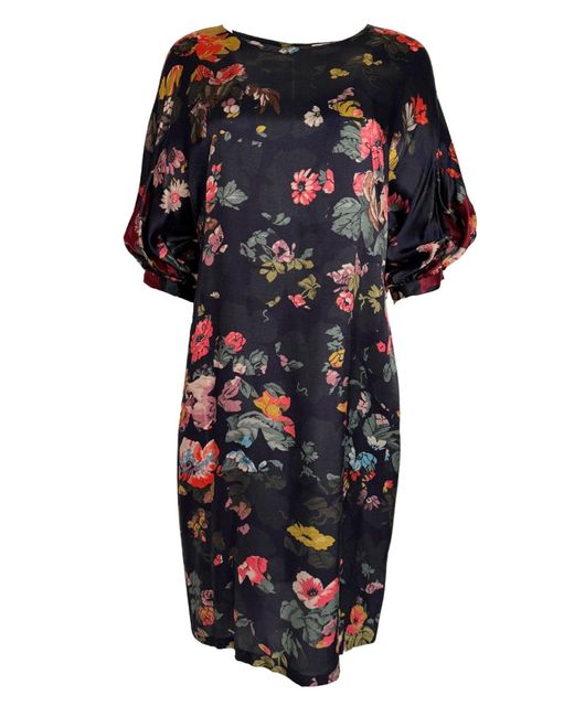 Dries Van Noten Black Floral Print Dress