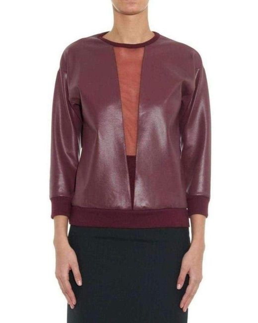 Christopher Kane Multicolor V-neck Mesh Insert Coated Sweatshirt