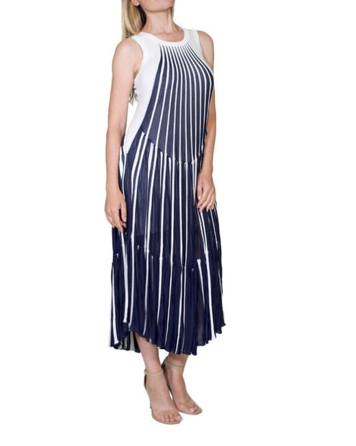 Chloé Blue Vertical Stripe Midi Dress