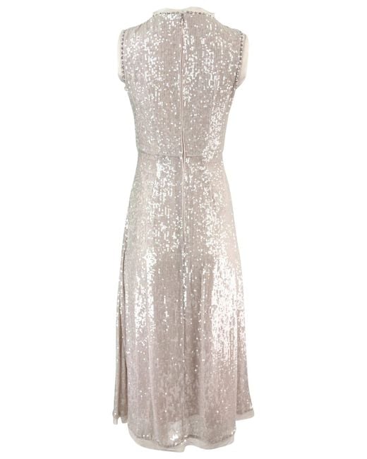 Erdem White Denise Crystal Embellished Sequin Midi Dress