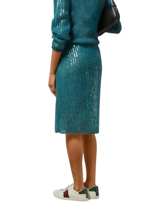 Gucci Mohair Silk Skirt With Interlocking G In Green