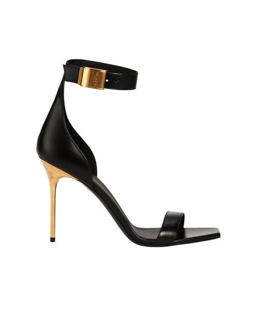 Balmain Black Leather Uma Sandals