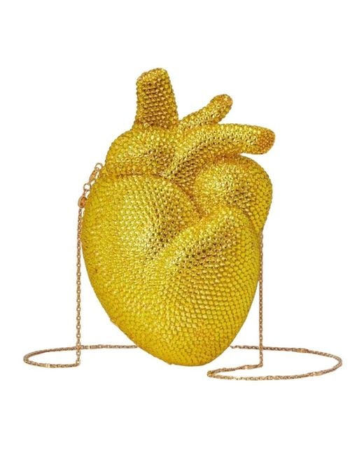 Gucci Yellow Gold Broadway Heart Crystal-embellished Clutch Bag