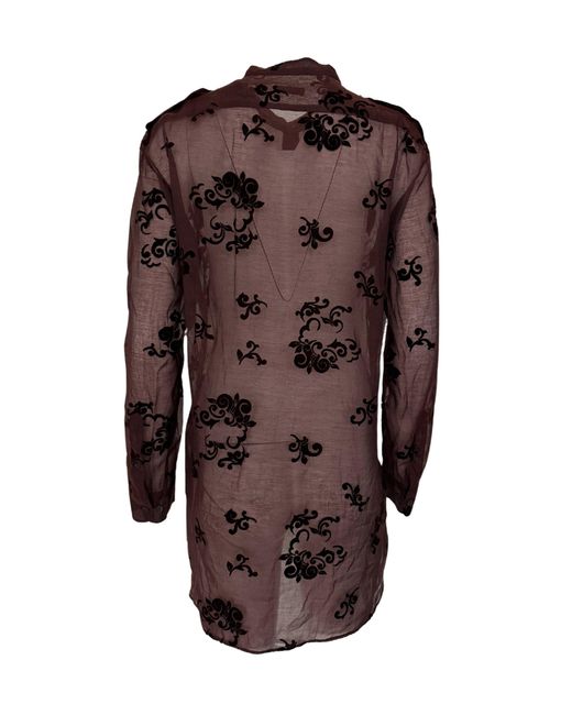 Dries Van Noten Brown Burgundy Floral Silk Blend Shirt
