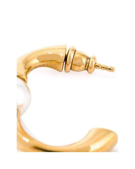 Chloé Metallic Darcey Swarovski Pearls Plated Brass Half Hoop Earrings
