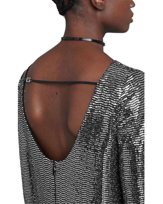 Gucci Gray Metallic Dotted Jersey Dress