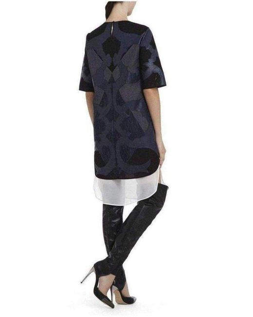 BCBGMAXAZRIA Runway Blue Faux Leather Patch Luella Tunic Dress