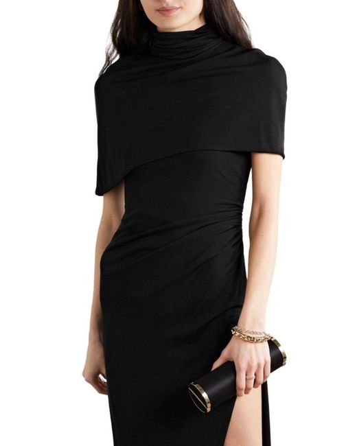 Brandon Maxwell Black Cape-effect Draped Stretch Jersey Gown