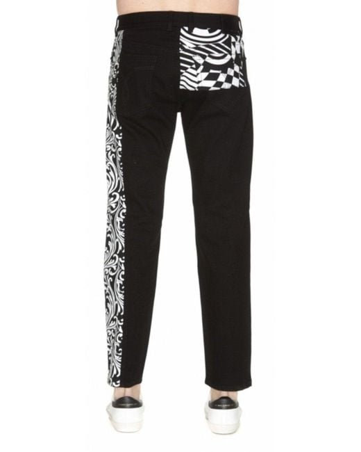 Versace Black Printed Detail Jeans for men