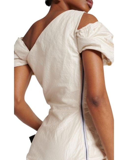 Maticevski Natural Amber Draped Cotton Midi Dress Pearl Crush