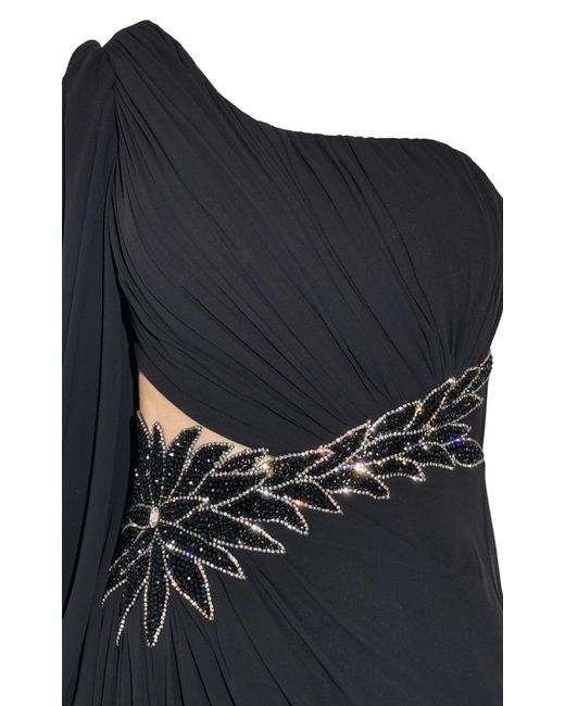Cult Moda Blue One-shoulder Long Sleeve Chiffon Gown