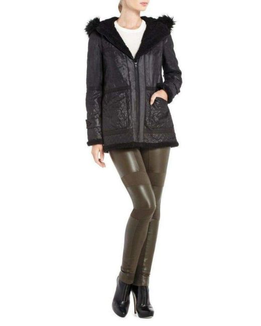 BCBGMAXAZRIA Black Genova Quilted Distressed Coat