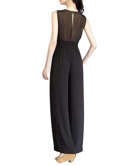 BCBGMAXAZRIA Kiara Black Silk Sleeveless Jumpsuit