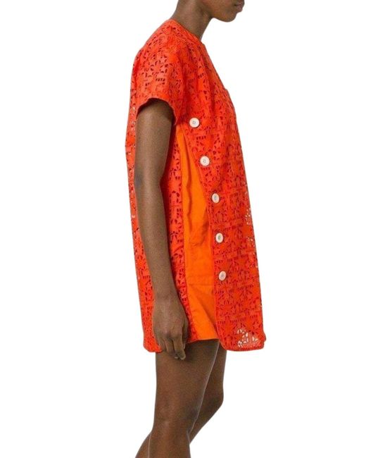 Sacai Orange Lace Trim Sangallo Dress