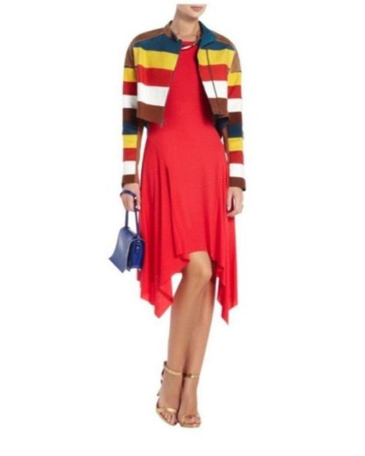 BCBGMAXAZRIA Red Bess Off-the-shoulder Asymmetrical Dress