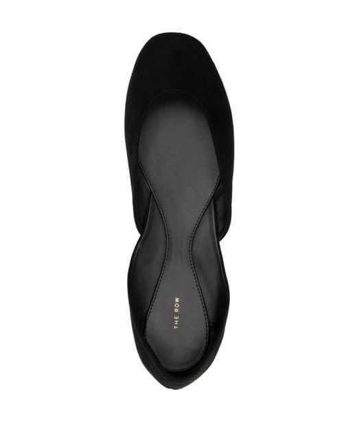 The Row Black Gemma Suede Ballet Flats