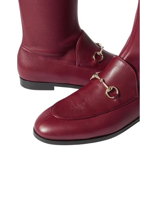 Gucci Red Jordaan Burgundy Leather Ankle Boots