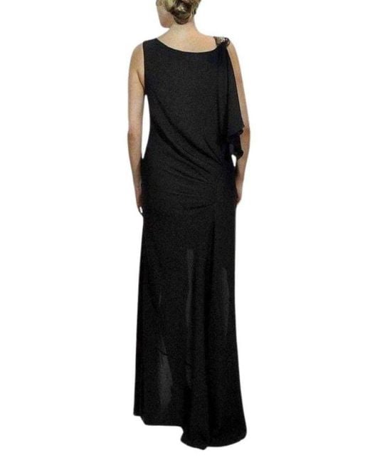 BCBGMAXAZRIA Black Beaded High Low Gown