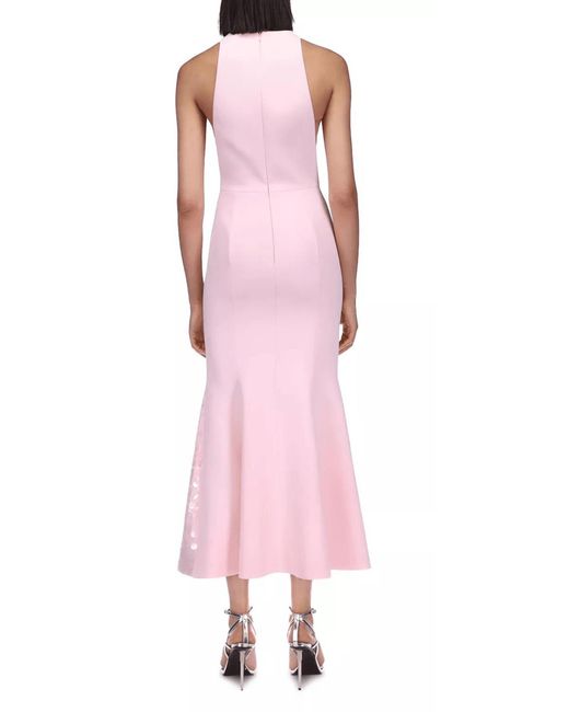 David Koma Paillette Illusion Midi Pink Dress