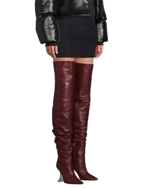 AMINA MUADDI Red Olivia Leather Over-the-knee Boots