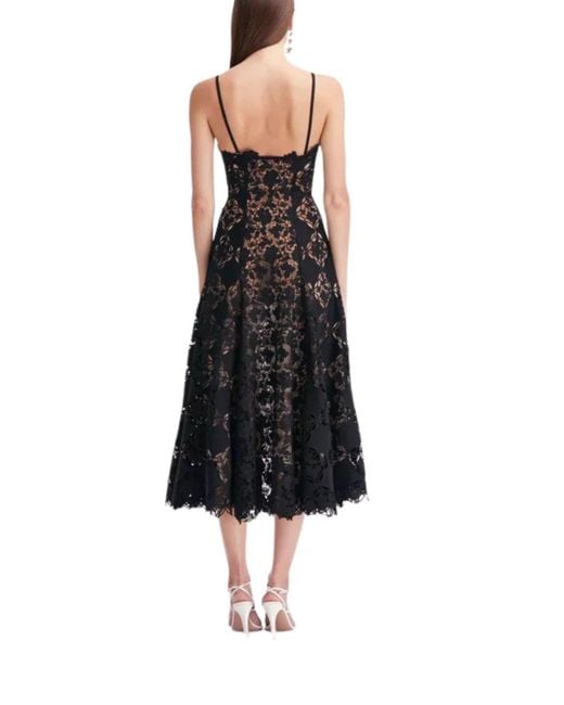 Oscar de la Renta Black Guipure Lace Midi Dress