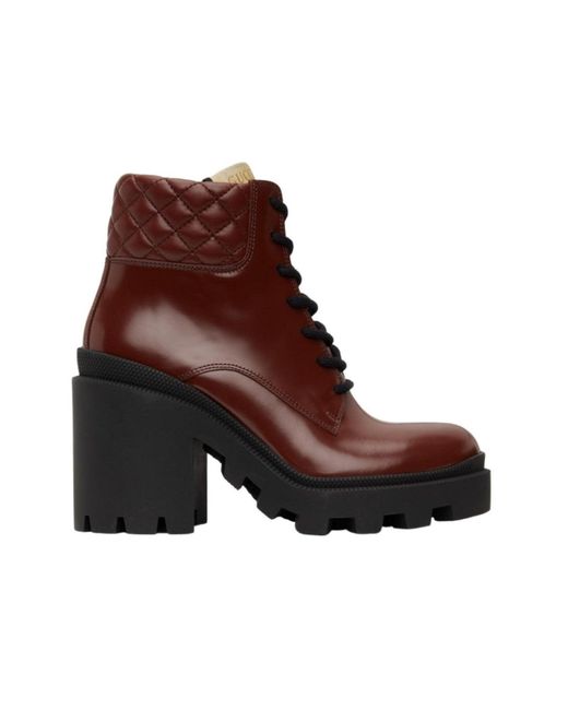 Gucci Brown Red Trip Ankle Boots
