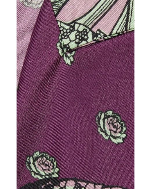 Gucci Purple Green Paisley Print Silk Robe