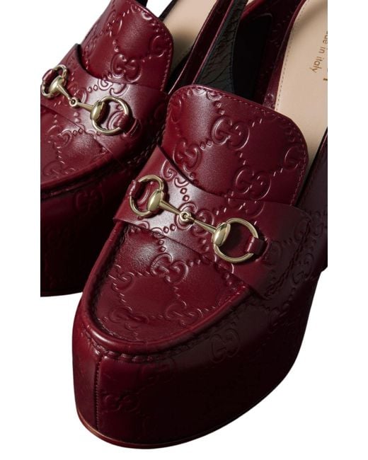 Gucci Red Ottavia GG Platform Pumps 145mm