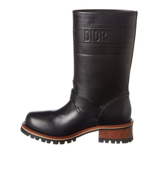 Dior Black Quest Leather Mid-calf Boots