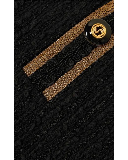 Gucci Black Metallic-trimmed Cotton-blend Tweed Mini Skirt
