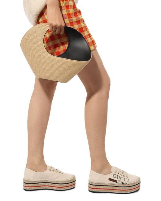 Gucci White Logo Platform Espadrilles