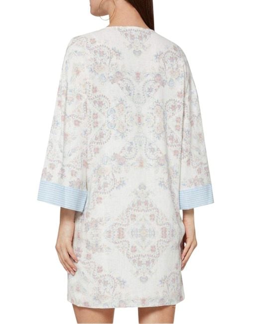 BCBGMAXAZRIA White Contrast Trim Floral Print Tunic Dress