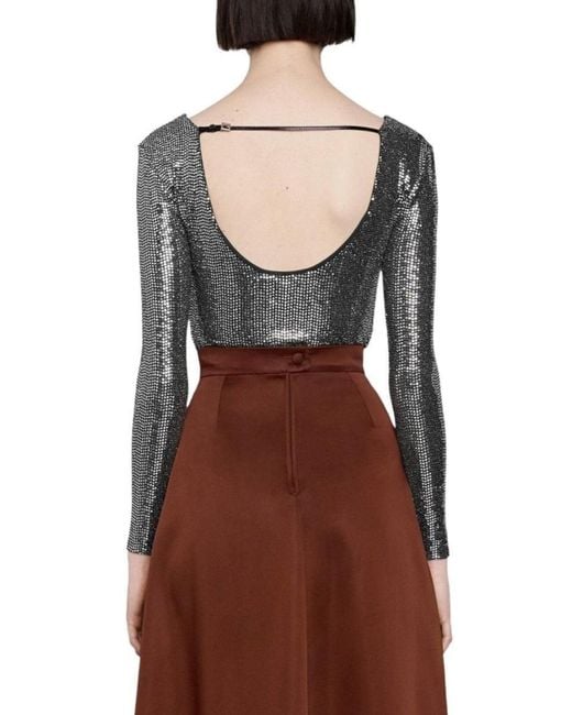 Gucci Black Metallic Effect Bodysuit