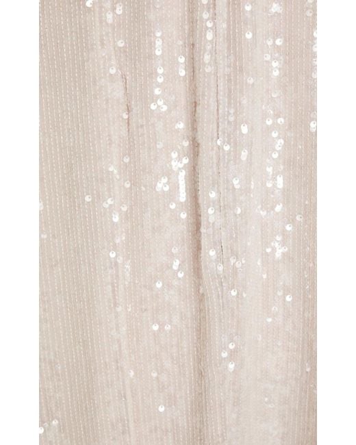 Erdem White Denise Crystal Embellished Sequin Midi Dress