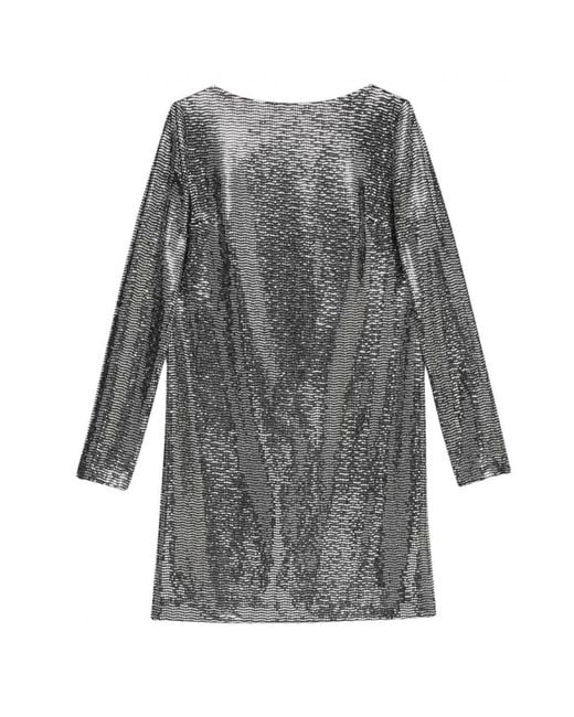 Gucci Gray Metallic Dotted Jersey Dress
