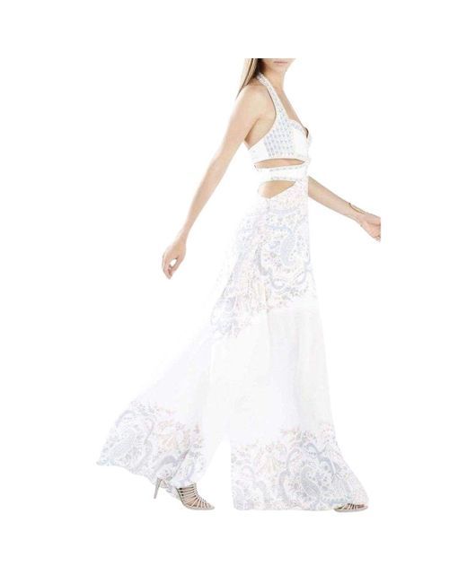 BCBGMAXAZRIA Cutout Cascade Dress in White | Lyst