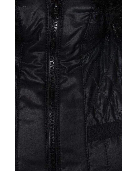 BCBGMAXAZRIA Black Genova Quilted Distressed Coat